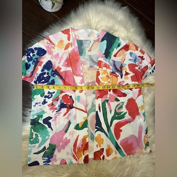 Chico’s sweater open cardigan floral sz Med 12/14 - Picture 7 of 8